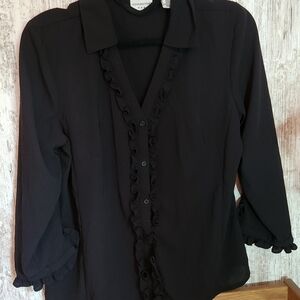 Covington Black Ruffle Trim Women's Top